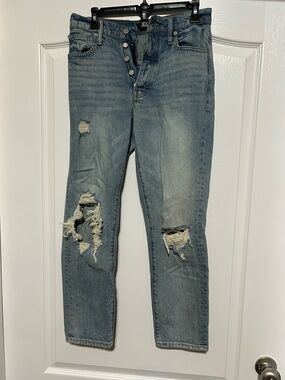 Lucky Brand Women's Light Blue Distressed Mom Jeans